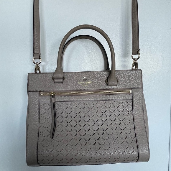 Kate Spade purse, top handle and cross body strap, cut out lace design on front - Picture 12 of 12